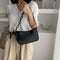 Pure Soft Leather Women Handbag Small Underarm Shoulder Totes Bag (Black)