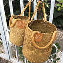 Foldable Natural Woven Seagrass Belly Storage Basket Flower Pot Folding Bas
