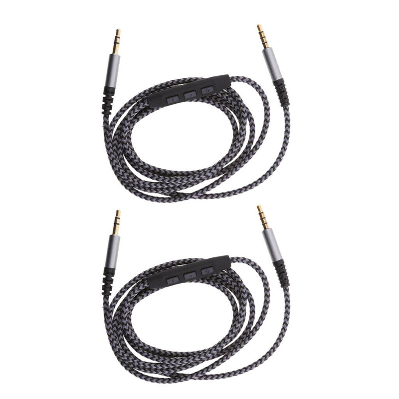 Set of 2 Universal 3.5mm Stereo Jack Audio Speaker Cable w/ Control Volume Line
