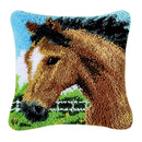 Brown Horse Latch Hook Rug Kits DIY Needlework Unfinished Cushion Mat Cover