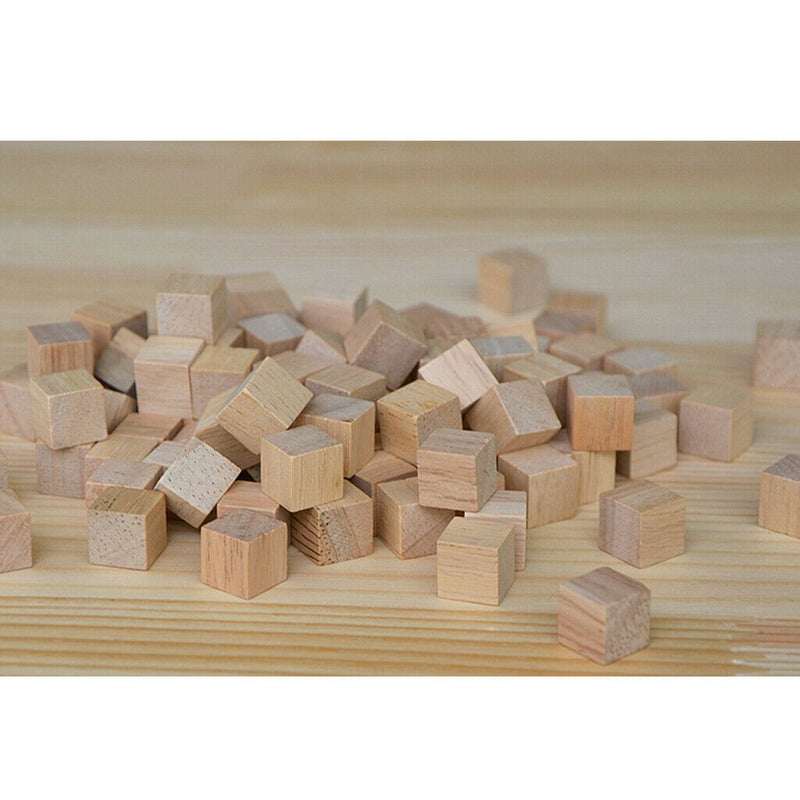 1/2 Inch Wooden Cubes, 100pcs Unfinished Square Wood Blocks for Kids Math