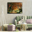 Painting By Numbers Kit DIY River Tree Hand Painted Canvas Oil Art Picture A