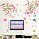 Beautiful Flower Peach blossom Birds Art PVC Wall Stickers Removable Home FT