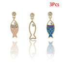 3Pcs/Set Fashion Women Bohemian Sea Fish Crystal Dangle Stud Earrings Jewe JR