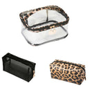 3Pcs Ladies Leopard PVC+PU Cosmetic Bag Travel Waterproof Beauty Makeup Toi