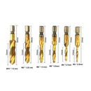 6 Pcs Combination Drill Screw Tap Bit Set, 1/4 In Hss Hex Shank Metric Comb