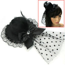 Women Feather Bow Crystal Hair Clip Mini Top Hat Fancy Dress Party Cospl YTS