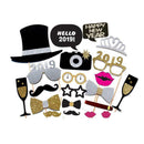 21Pcs New Year's Eve Party Card Masks Photo Booth Prop Christmas Decor Supplies