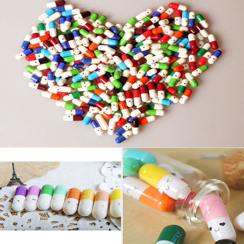 50 Message Capsule Letter Cute Love Message in a Bottle Color Pills By Radom OZ