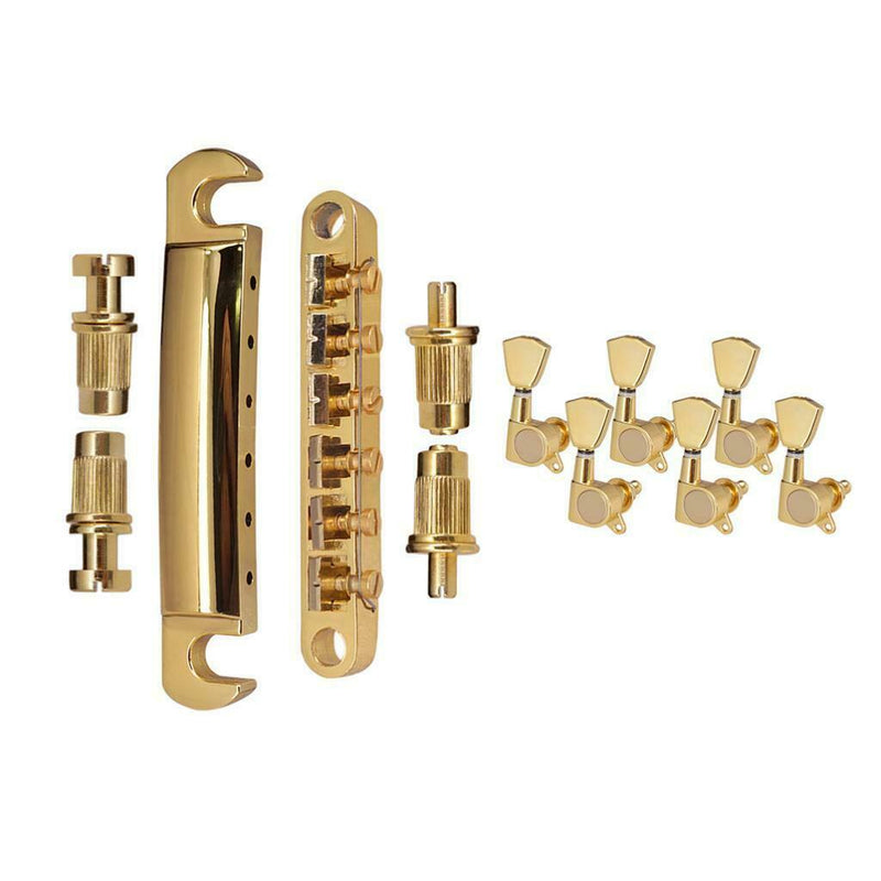 Electric Guitar Roller Saddle Tailpiece & 6R Tuner for Les Paul EPI Tune Or