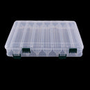 Double Sided 14 Compartments Plastic Fishing Lure Tackle Box Fishing Case