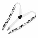 Unisex Zebra Pattern Clip-on Elastic Suspender Braces White Black