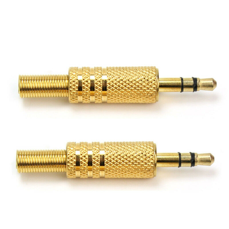 2pcs Audio 3.5 mm Male  3 Pole Stereo Soldering Connector Adapter Earphone