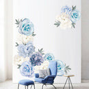 Blue Peony Rose Flowers Wall Stickers for Kids Room Living Room Home DecorJ Gw