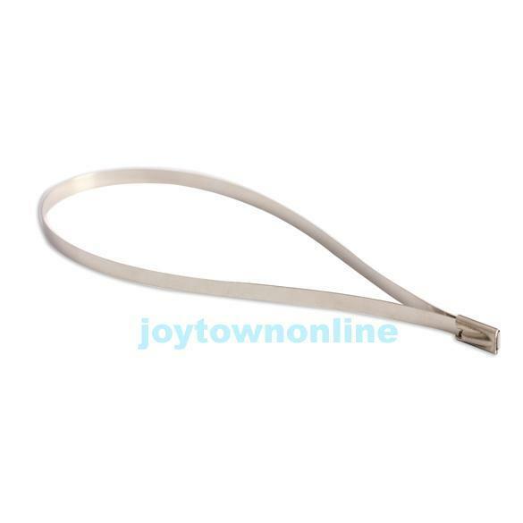 100PCS 300x4.6mm Stainless Steel Exhaust Wrap Coated Locking Cable Zip Ties