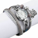 Duoya Brand Women Fashion Bracelet Watch Leather Strap Wristwatch Diamond O