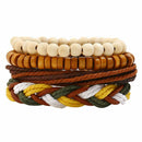 4pcs DIY Handmade Braided Rope Bracelet Retro Beads Bangles Jewelry Gift