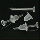 50pcs Clear Plastic Stem Rubber Anti-Allergy Ear Stud Replacement Earring