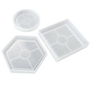 3 Pack Diy Coaster Silicone Mold, Include Round, Square, Hexagon, Bottom Br N2G5