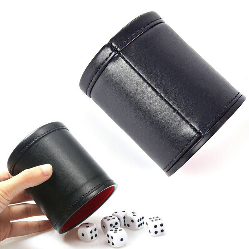 1PC High Quality PU Leather Flannel Mute Dice Cup Of Game Supplies With 5 Dice@