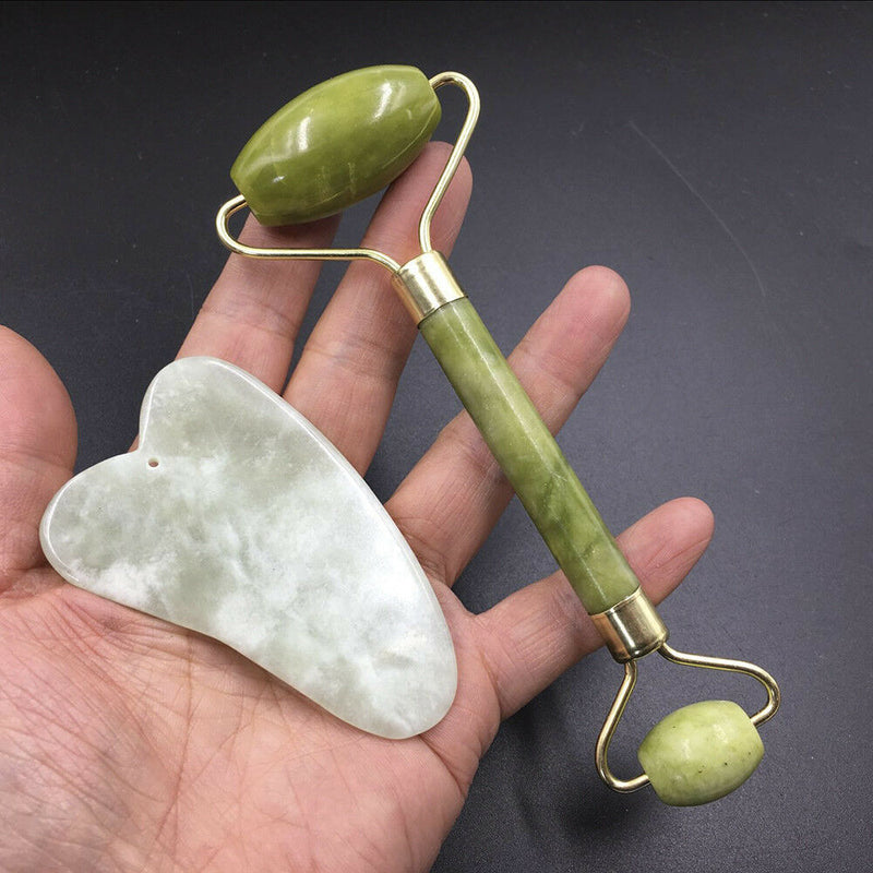 Hot Green Nature Healthy Body Head Neck Foot Jade Roller Facial Massager UK