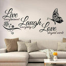Live Laugh Love Vinyl Butterfly Wall Quote Stickers, Wall Decals, Wall Art 2020