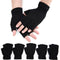 Men Black Knitted Stretch Elastic Warm Half Finger Fingerless Gloves Winter Z