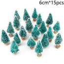 15pcs Snow Pine Mini Christmas Tree DIY Craft Frost Wooden Base Artificial Gift
