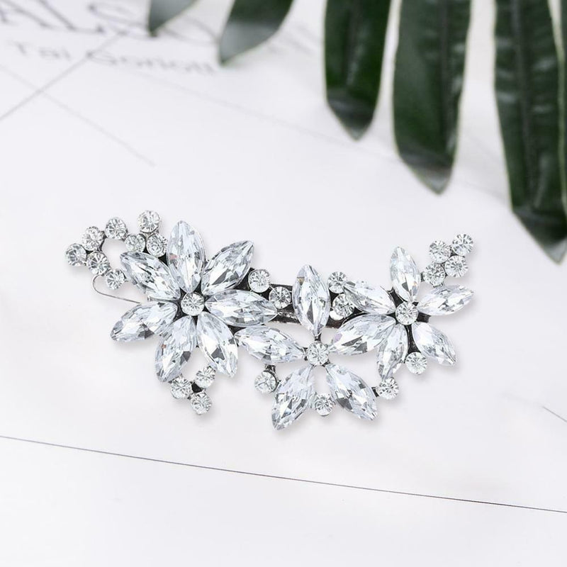 Crystal Flower Hair Clips Rhinestone Barrettes Bride Hairpins Hair Jewelry