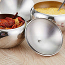 Stainless Steel Season Tin Jar Sugar Bowl Drum Shaped Miso With Spoon nhj