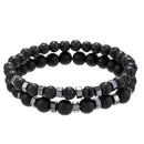 2X Men Natural Stone Bracelet Fashion Jewelry Matte Lava Volcanic Beads Bangle