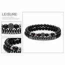 2 Pcs Natural Lava Stone 8mm Beads Energy Yoga Reiki Charm Men's Bracelets