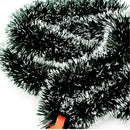 200cm Christmas Tinsel Garland Luscious Xmas Snow Tips Holly Dark Green&White^^