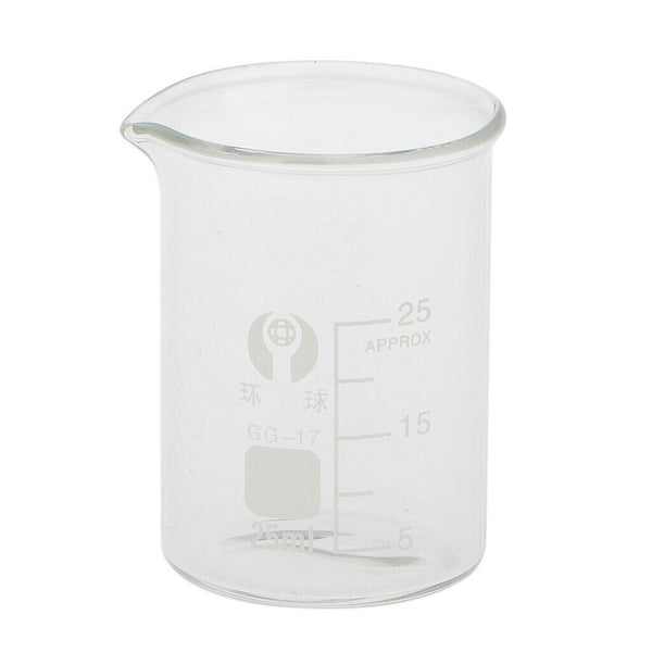 25mL Glass Graduated Low Form Beaker, 5mL Graduation Interval