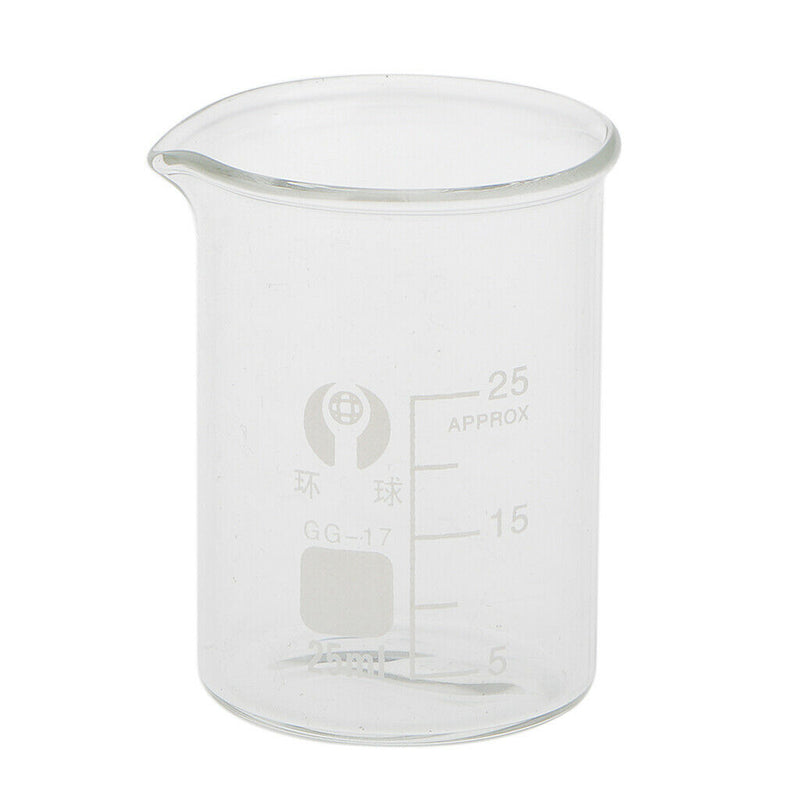 25mL Glass Graduated Low Form Beaker, 5mL Graduation Interval
