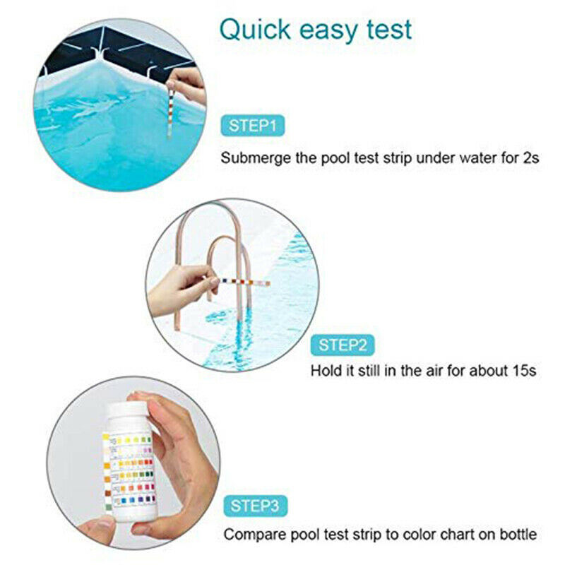 50Pcs Swimming Pool Spa Water Test Strips Ph Chlorine Alkaline Acid Bromine