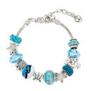 Ocean Shell Blue Crystal Beads Chain Bangle Bracelet Women Girl Charm JewelryRE