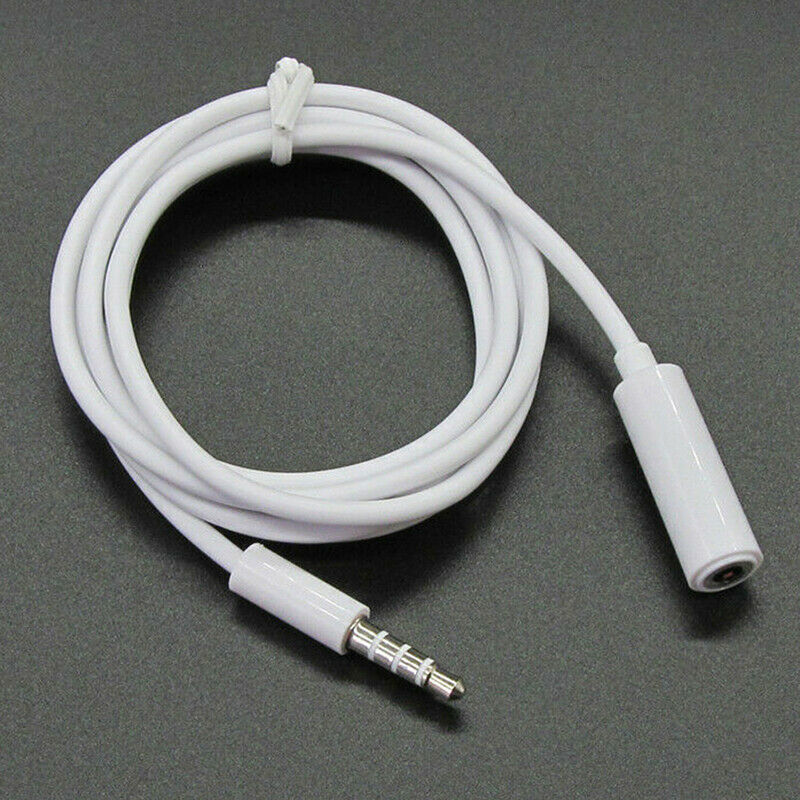 White 1M 3.5mm Male to Female Jack Stereo Audio Headphone Extension Cable JR