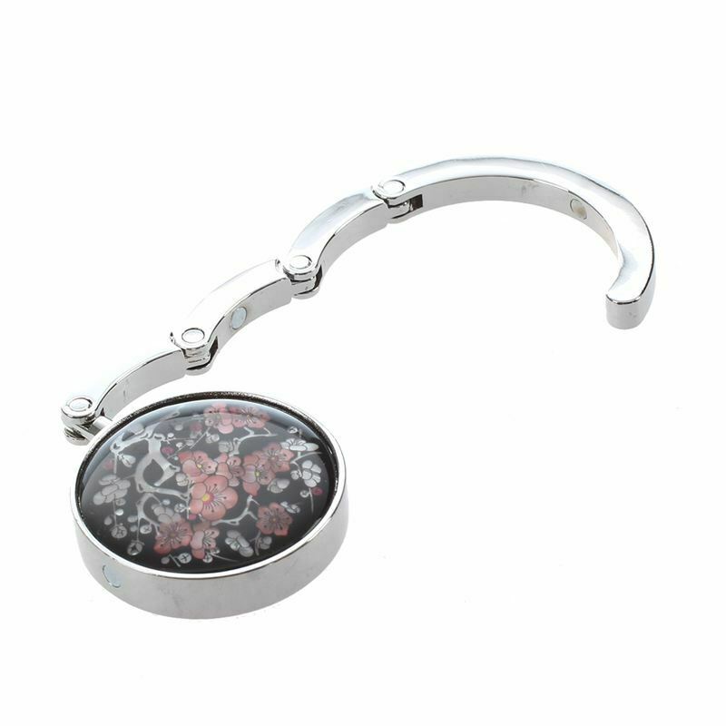 5X(Round floral pattern plum blossom Folding bag holder hanger hook Z7H9)