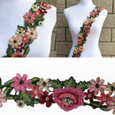 1 Yard Boho Flower Leaves Lace Trim Ribbon Applique Embroidered Sewing Craft DIY