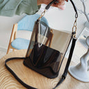 Fashion 2Pcs Transparent Pvc Ladies Shoulder Bag Summer Beach Large Handbag A9E9