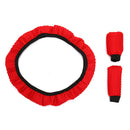 3Pcs/Sets Breathable Soft Car Steering Wheel Cover Hand Brake Stop Lever -OZ