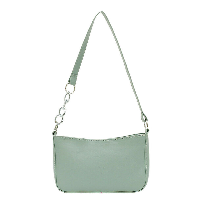 Women Simple PU Leather Handbag Chain Travel Shoulder Totes Bag (Green)