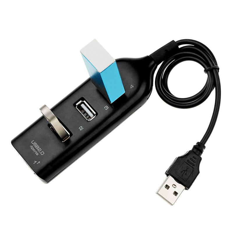 USB Hub 5Mbps High Speed Multi USB 2.0 Adapter 4 Port Splitter (Black)
