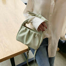 Retro Women Tote Bag Soft PU Shoulder Handbag Female Cloud Clutch (Green) A