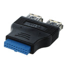Motherboard 2 Ports USB 3.0 A Female to 20 Pin Header Female Adapter Connec T1Q5