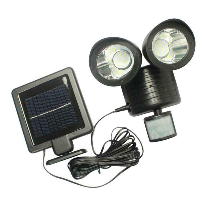 Solar Power PIR Motion Sensor 22 LED Dual Wall Light Outdoor Garden Lamp