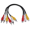 25cm 3 RCA Female Jack to 6 RCA Male Plug Audio Video AV Adapter Cable