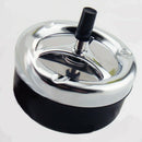 Round Push Down Cigarette Ashtray with Spinning Tray, Black