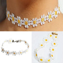 Women Daisy Choker Chain Necklace Lace Yellow White Flowers Boho Necklace OZ